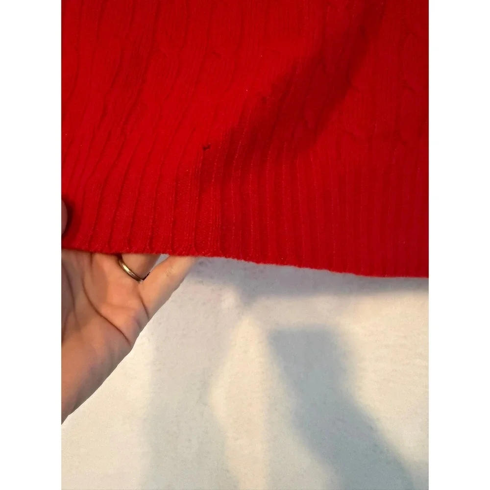 Polo Ralph Lauren Red Cable Knit‎ Lambswool Crewneck Sweater Mens XL Vintage